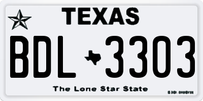 TX license plate BDL3303