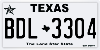 TX license plate BDL3304