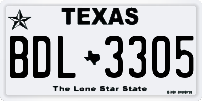 TX license plate BDL3305