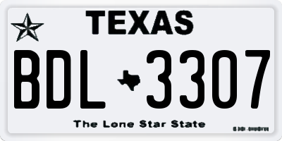 TX license plate BDL3307