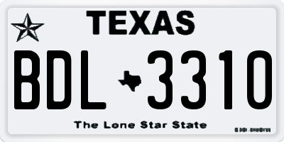 TX license plate BDL3310