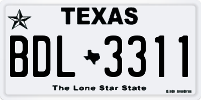 TX license plate BDL3311