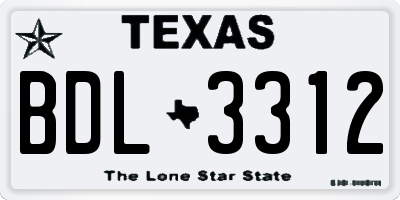 TX license plate BDL3312