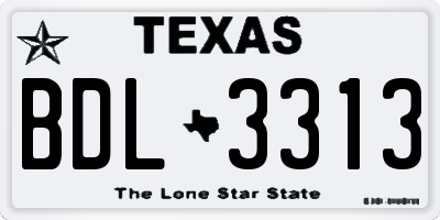 TX license plate BDL3313