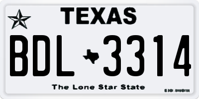 TX license plate BDL3314