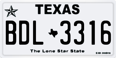 TX license plate BDL3316