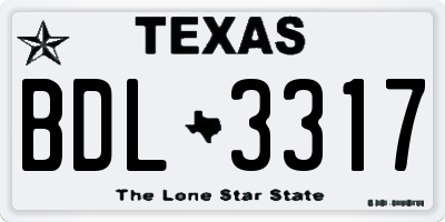 TX license plate BDL3317