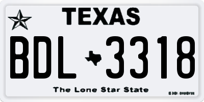 TX license plate BDL3318