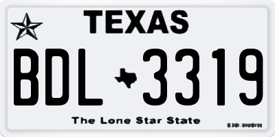 TX license plate BDL3319