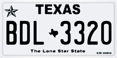 TX license plate BDL3320