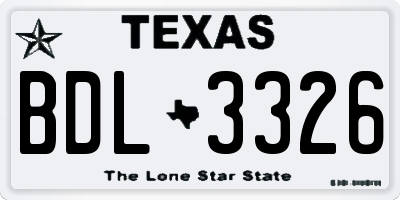 TX license plate BDL3326