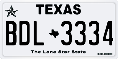 TX license plate BDL3334