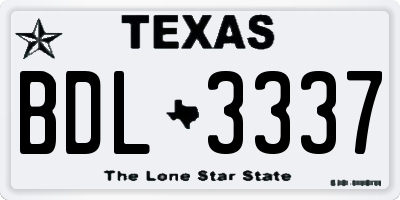 TX license plate BDL3337