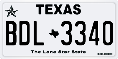 TX license plate BDL3340