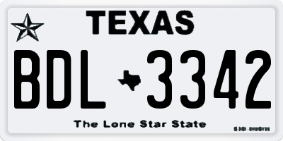 TX license plate BDL3342
