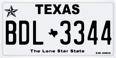 TX license plate BDL3344
