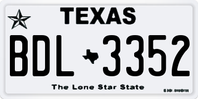 TX license plate BDL3352