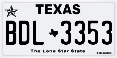 TX license plate BDL3353