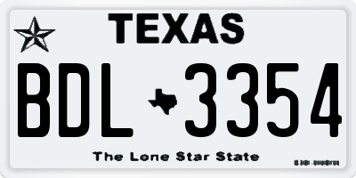 TX license plate BDL3354