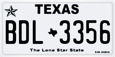TX license plate BDL3356