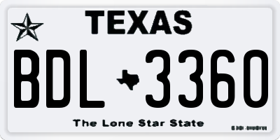 TX license plate BDL3360