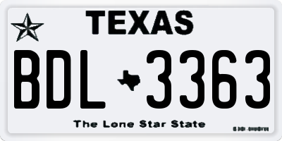 TX license plate BDL3363