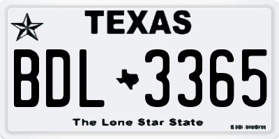 TX license plate BDL3365