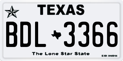 TX license plate BDL3366