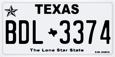 TX license plate BDL3374