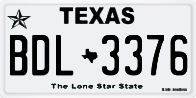 TX license plate BDL3376