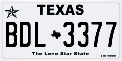 TX license plate BDL3377