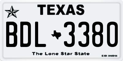 TX license plate BDL3380
