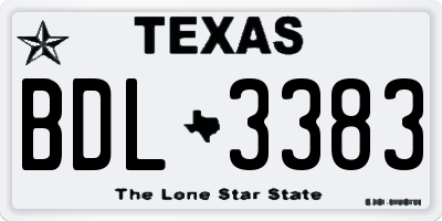 TX license plate BDL3383