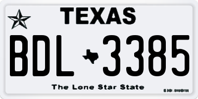 TX license plate BDL3385