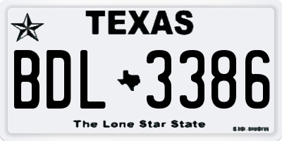 TX license plate BDL3386