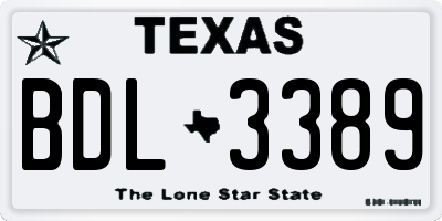 TX license plate BDL3389