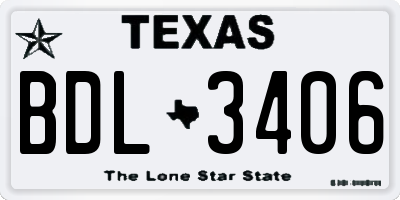 TX license plate BDL3406