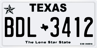 TX license plate BDL3412