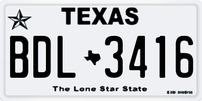 TX license plate BDL3416