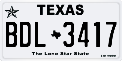 TX license plate BDL3417