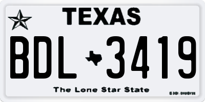 TX license plate BDL3419
