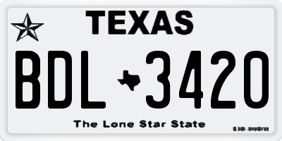 TX license plate BDL3420