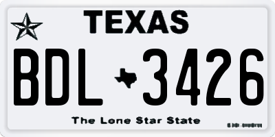 TX license plate BDL3426