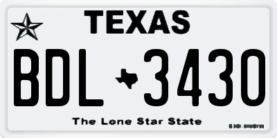 TX license plate BDL3430