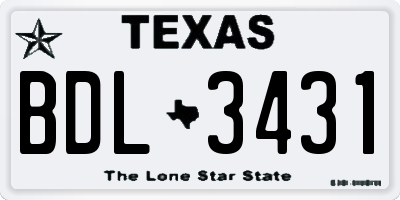 TX license plate BDL3431