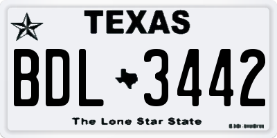 TX license plate BDL3442