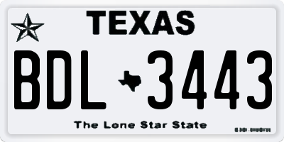 TX license plate BDL3443