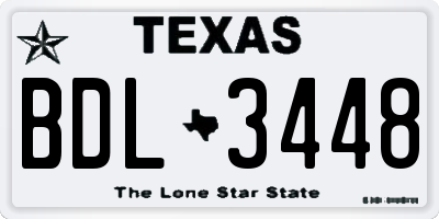 TX license plate BDL3448
