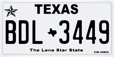 TX license plate BDL3449