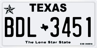 TX license plate BDL3451